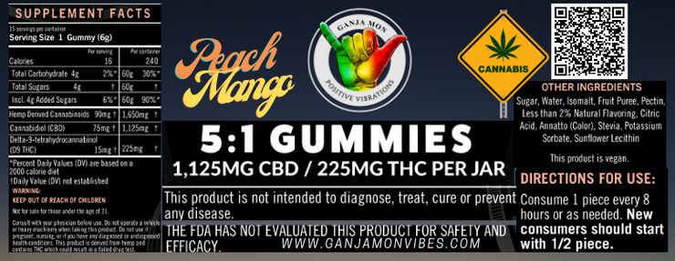 ONE LOVE GUMMY – Tropical Blast– 10:1 – 30 COUNT – 5MG D9 THC/50mg cbd.
